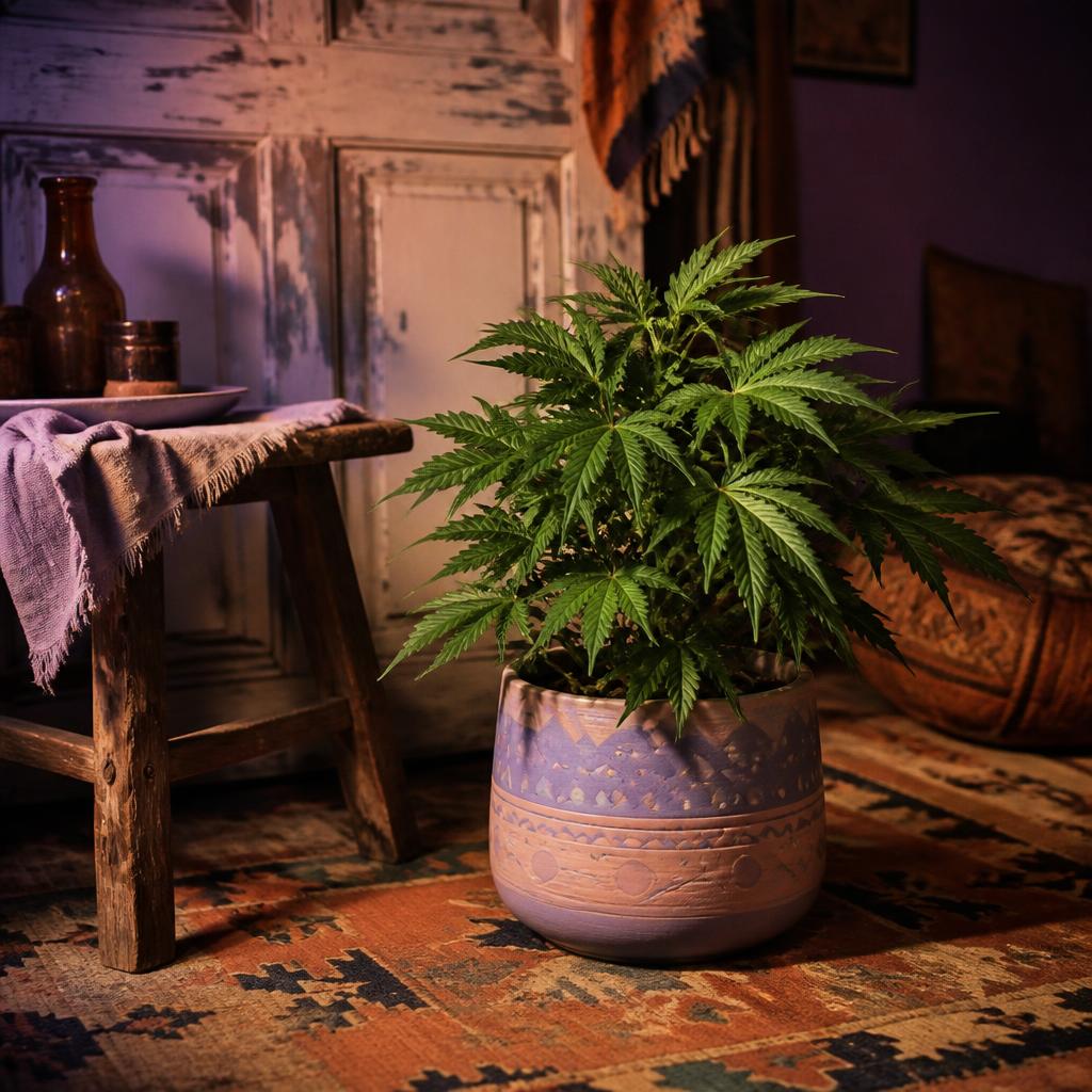 Zkittlez plant potted in a decorative ceramic pot