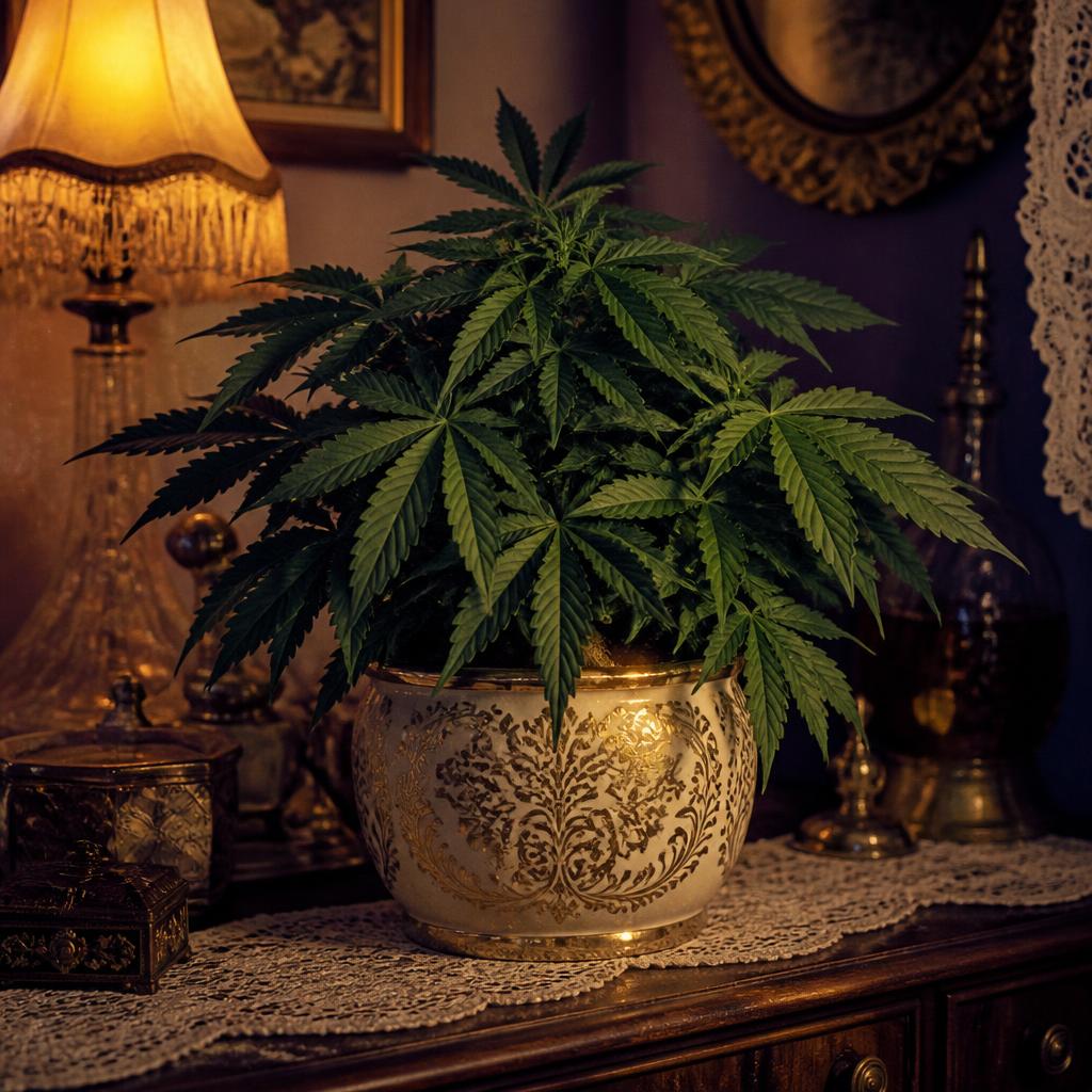 Wedding Cake plant potted in a decorative ceramic pot
